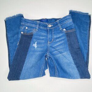 Arizona Jean Co Girlfriend Adjustable Waist Jeans 10 Distressed Raw Hem